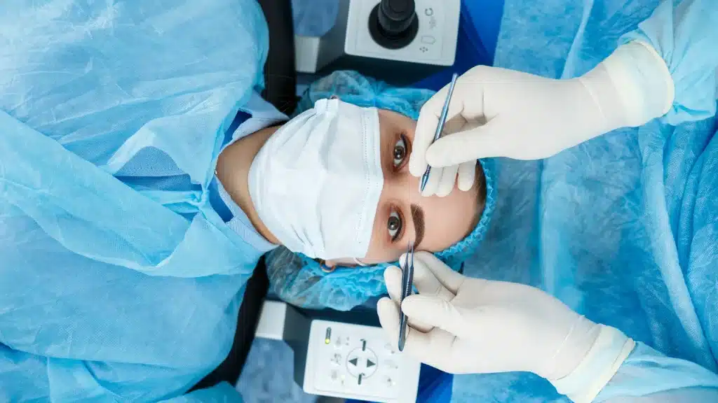 doctor doing glaucoma surgery